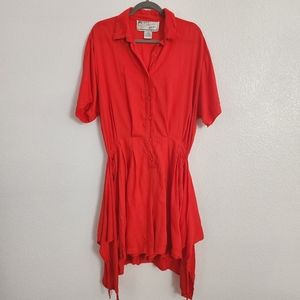 California gold rush bright red collared romper w/front wrap size 22W